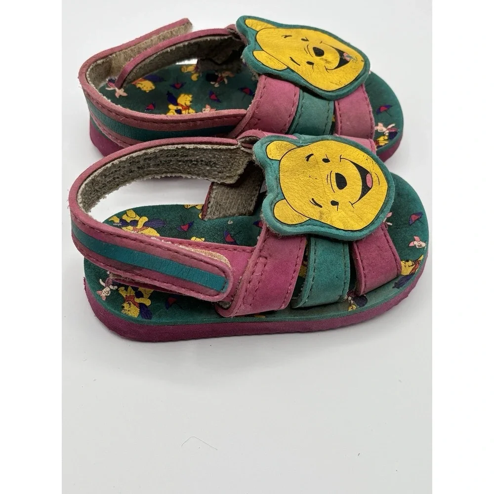 Vintage Winnie The Pooh Shoes Sandals Size 5C‎ Disney 90s Y2K Pink Teal